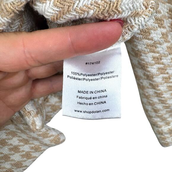 Anthropologie Dolan Tan White Houndstooth Knit Boxy Crop Jacket - Picture 15 of 16
